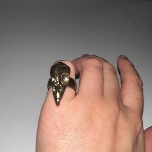 Bronze Gold Statement Bird Skull Signet Ring